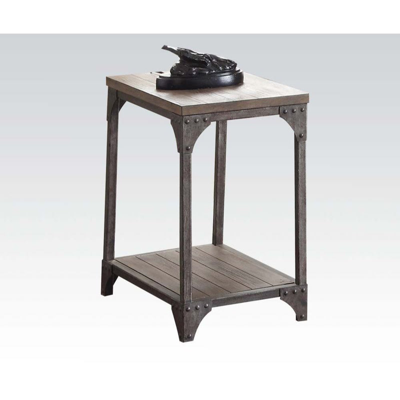 Gorden - End Table - Weathered Oak & Antique Nickel