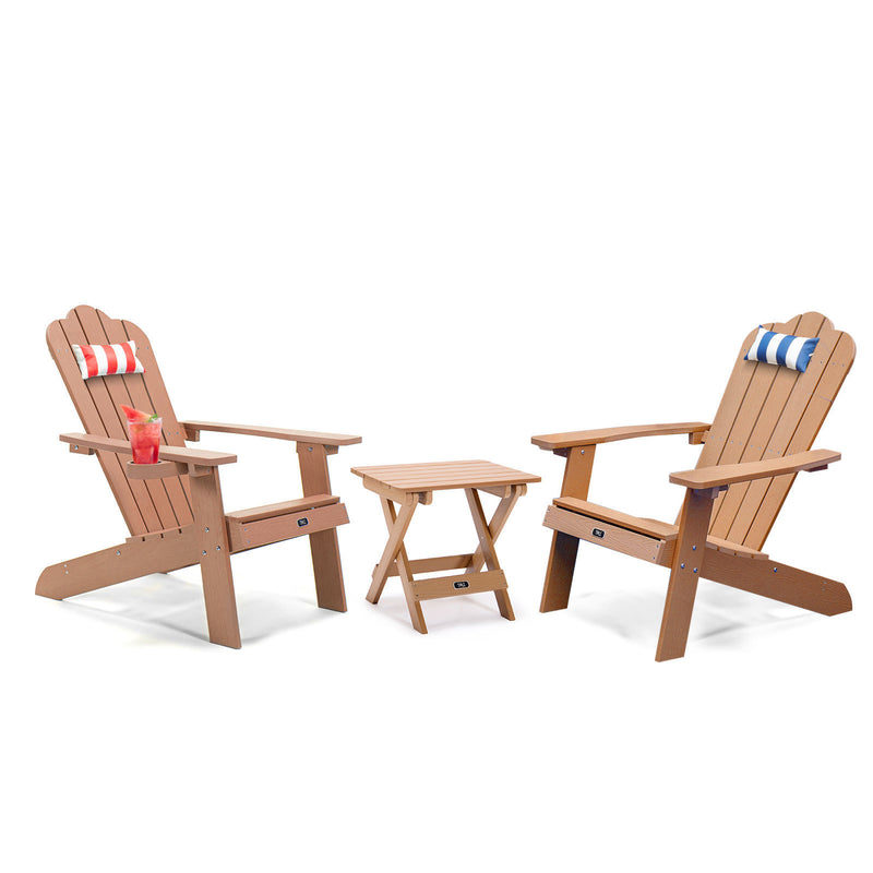 TALE Adirondack Chair Backyard Outdoor Furniture Painted Seating with Cup Holder All-Weather and Fade-Resistant Plastic Wood for Lawn Patio Deck Garden Porch Lawn Furniture Chairs Brown