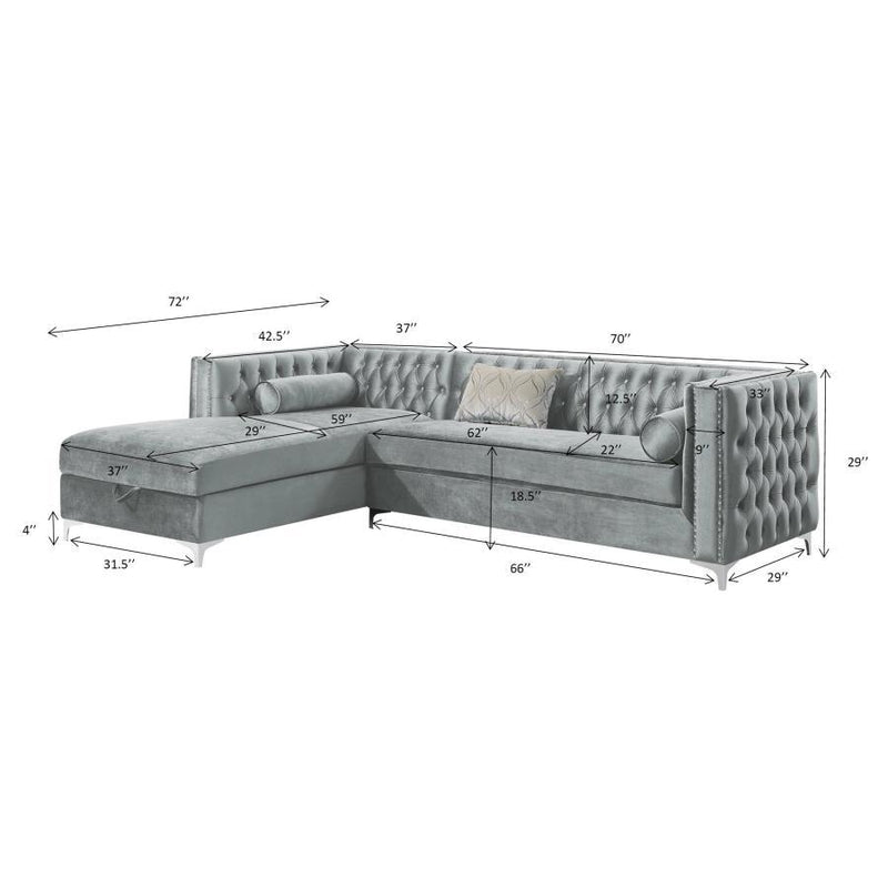 Bellaire - Upholstered Storage Chaise Sectional Sofa - Gray