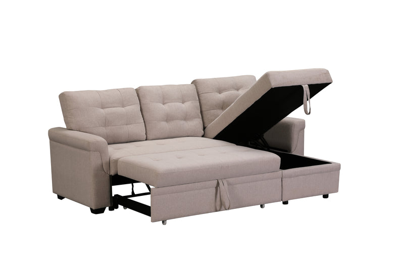 Upholstery Sleeper Sectional Sofa Beige