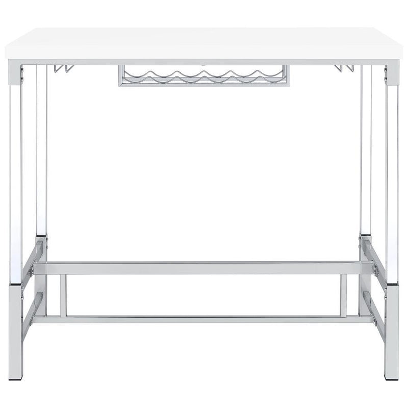 Norcrest - Acrylic Leg Bar Table - White High Gloss