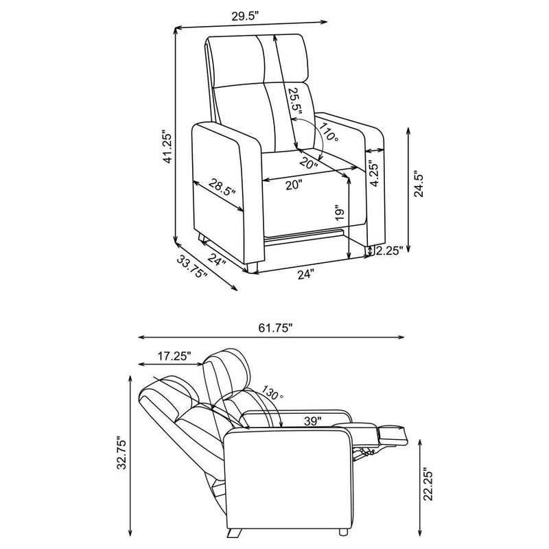 Toohey - Upholstered Home Theater Push Back Recliner - Black