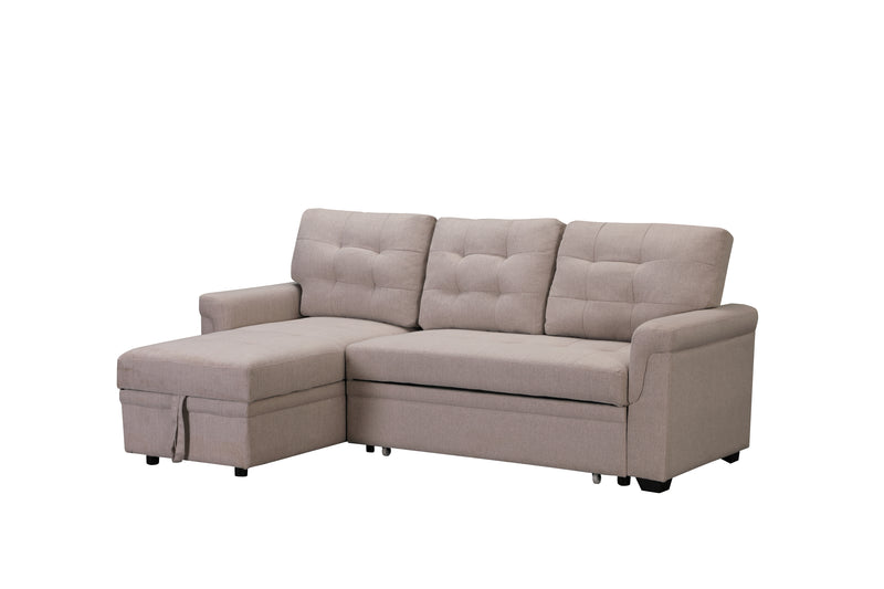 Upholstery Sleeper Sectional Sofa Beige