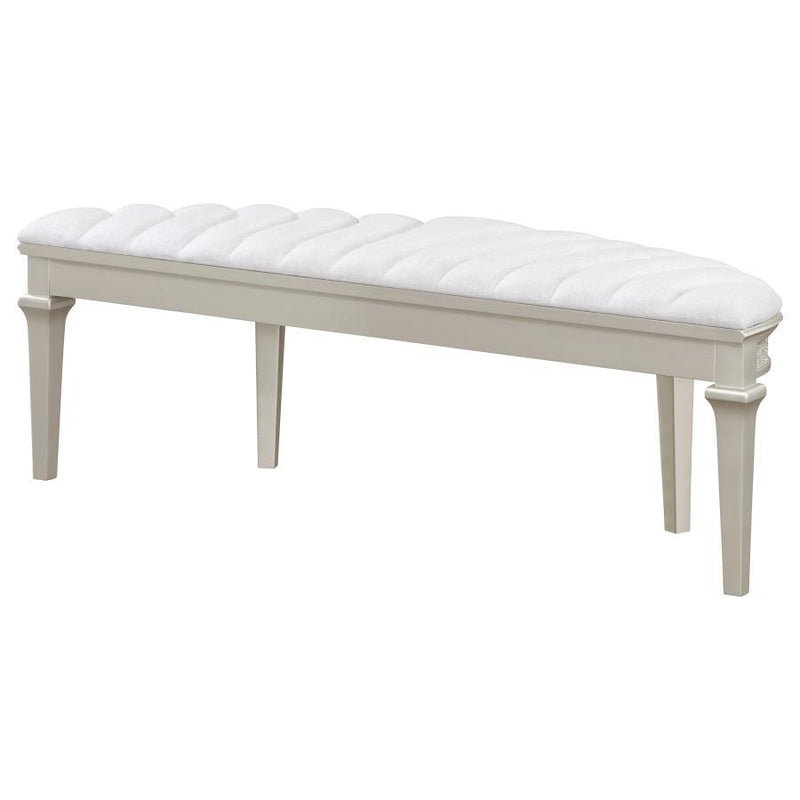 Evangeline - Curved Fabric Upholstered Bench - Silver Oak