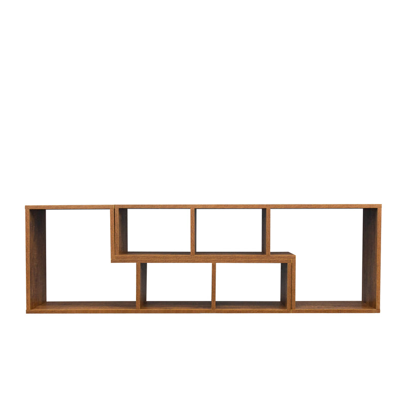 Double L-Shaped TV Stand，Display Shelf ，Bookcase for Home Furniture,Walnut