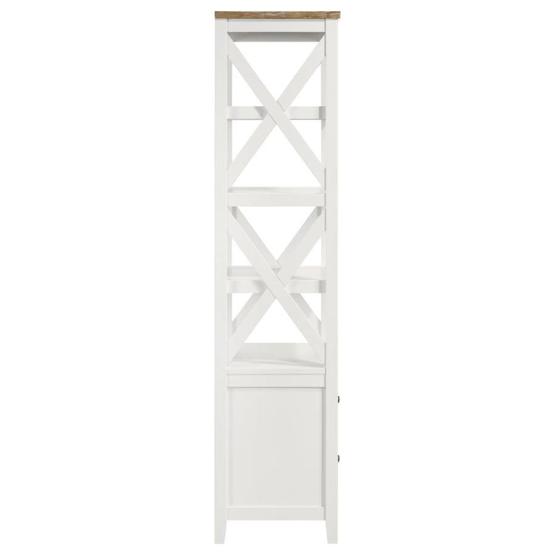 Hollis - 4-Shelf Wood Media Tower With Drawers - Brown And White