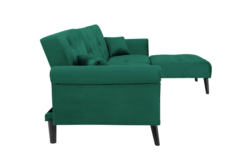 Convertible Sofa bed sleeper Green velvet  (same as W223S01594。Size difference, See Details in page.)