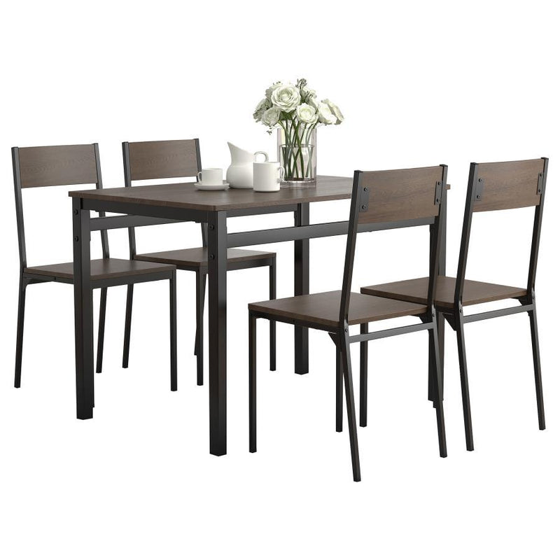 Lana - 5 Piece Rectangular Dining Set - Dark Brown And Black