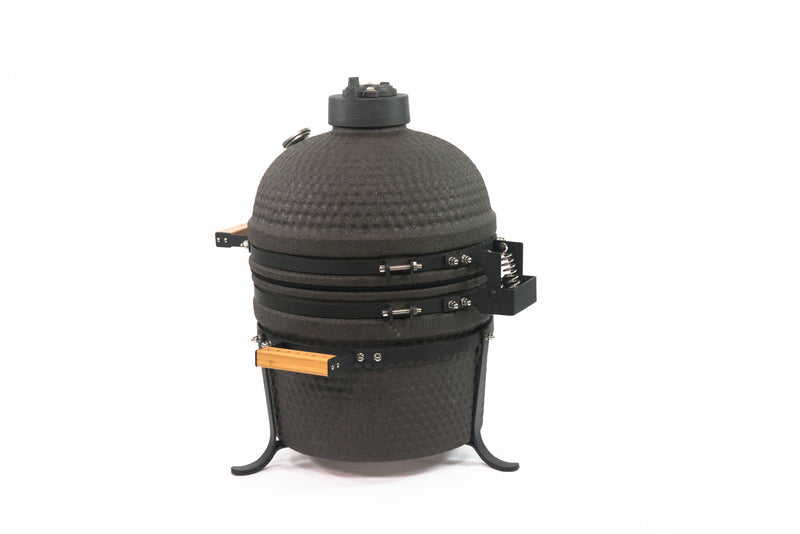 TOOPO 15 Inch Mini Kamado Grill Garden Ceramic Grills BBQ Smoker without Side Table-METTE BLACK