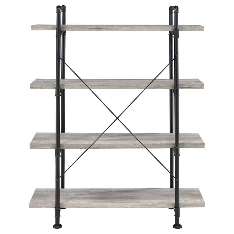 Delray - 4-Shelf Bookshelf - Gray Driftwood And Black