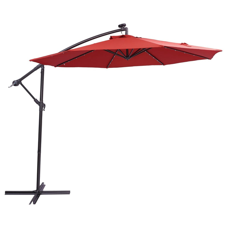 10 FT Solar LED Patio Outdoor Umbrella Hanging Cantilever Umbrella Offset Umbrella Easy Open Adustment with 32 LED Lights Atlantic Fine Furniture Inc