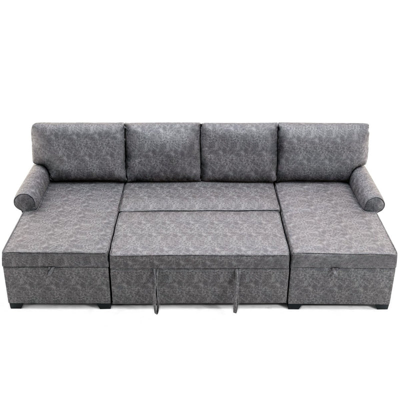 108.75" Sectional U-Shaped Sofa with 2 USB Chargers,2-seat Sofa Bed With Double Storage Chaise longue,Sleeper Independent Used as Coffee Table,Seating Capacity 6 - Atlantic Fine Furniture Inc