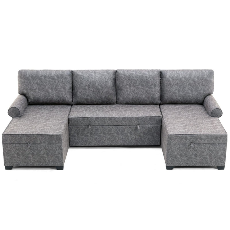 108.75" Sectional U-Shaped Sofa with 2 USB Chargers,2-seat Sofa Bed With Double Storage Chaise longue,Sleeper Independent Used as Coffee Table,Seating Capacity 6 - Atlantic Fine Furniture Inc