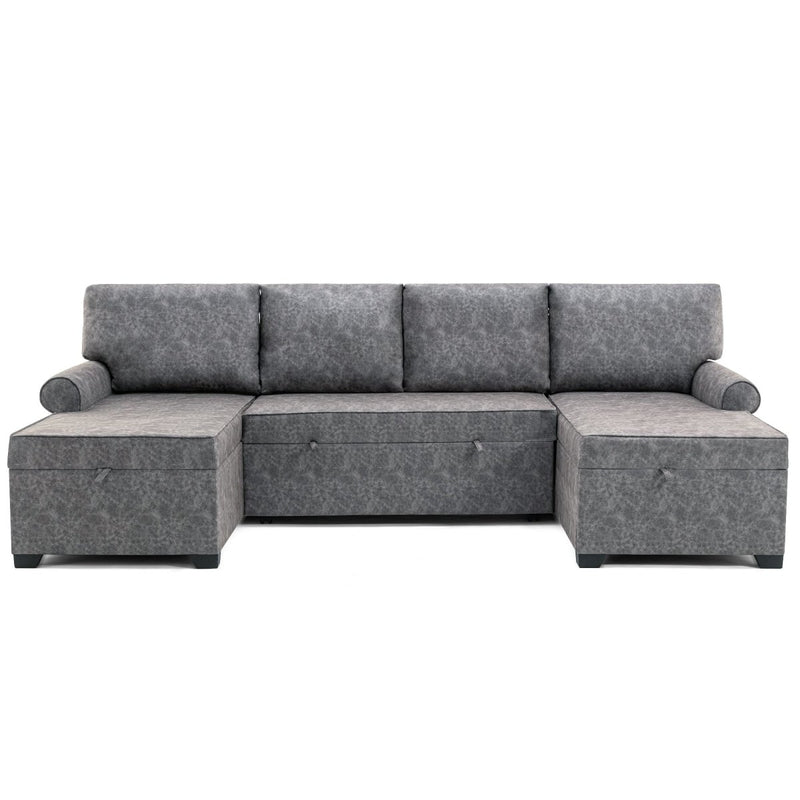 108.75" Sectional U-Shaped Sofa with 2 USB Chargers,2-seat Sofa Bed With Double Storage Chaise longue,Sleeper Independent Used as Coffee Table,Seating Capacity 6 - Atlantic Fine Furniture Inc