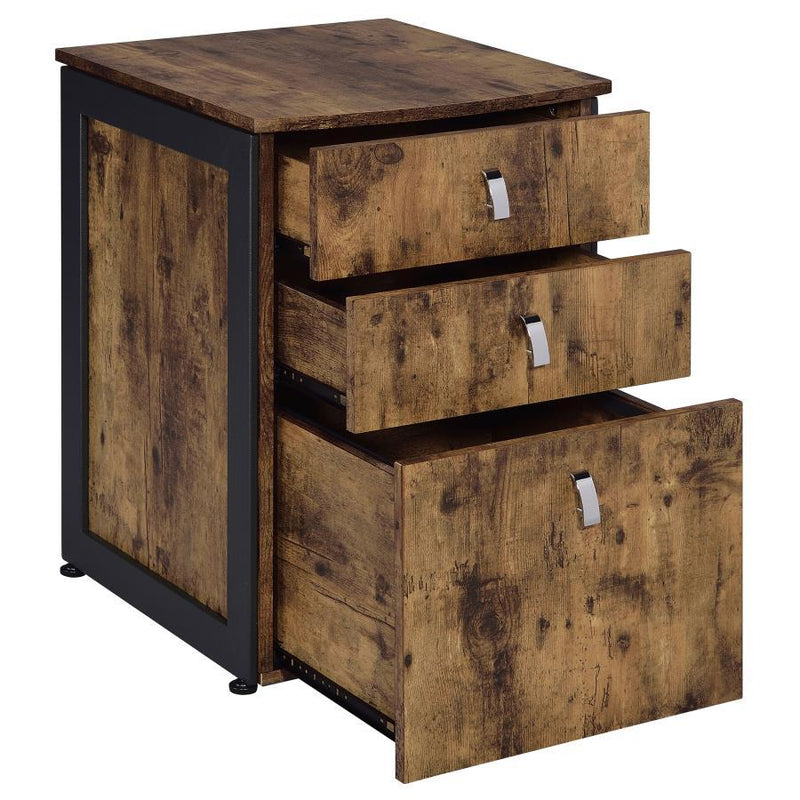 Estrella - 2 Piece Office Desk File Cabinet Set - Rustic Nutmeg