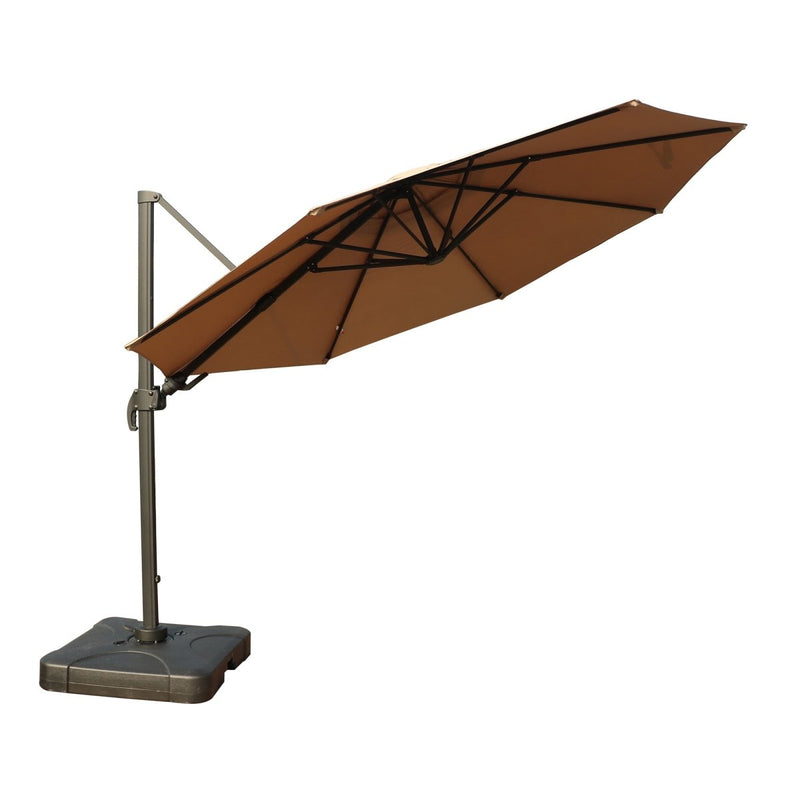 11 Feet Cantilever Umbrella with Carry Bag and Base, Taupe - Atlantic Fine Furniture Inc