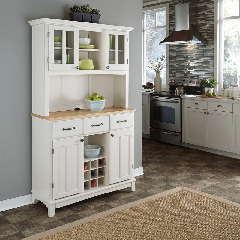 Hampton - Buffet With Hutch - Natural Wood Top