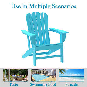 Resistant Adirondack Chair for Patio Deck Garden
Plastic Adirondack Chair, Fire Pit Chair, Blue,1 piece.