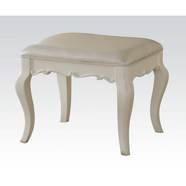 Edalene - Vanity Stool - PU & Pearl White - Atlantic Fine Furniture Inc