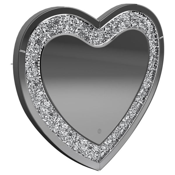 Aiko - Heart Shaped LED Light Wall Mirror - Silver - Atlantic Fine Furniture Inc