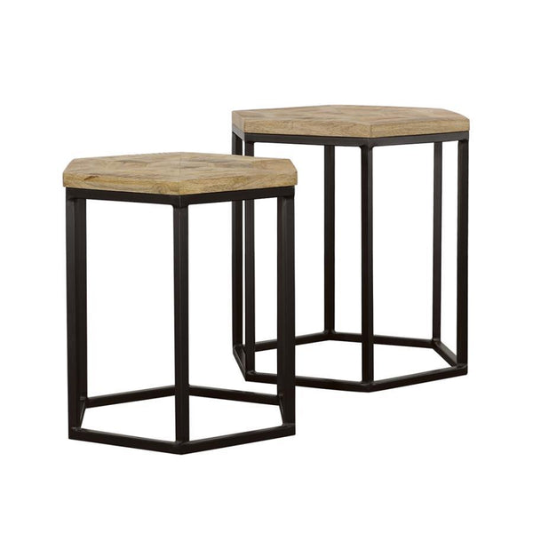 Adger - 2 Piece Hexagonal Nesting Tables - Natural And Black