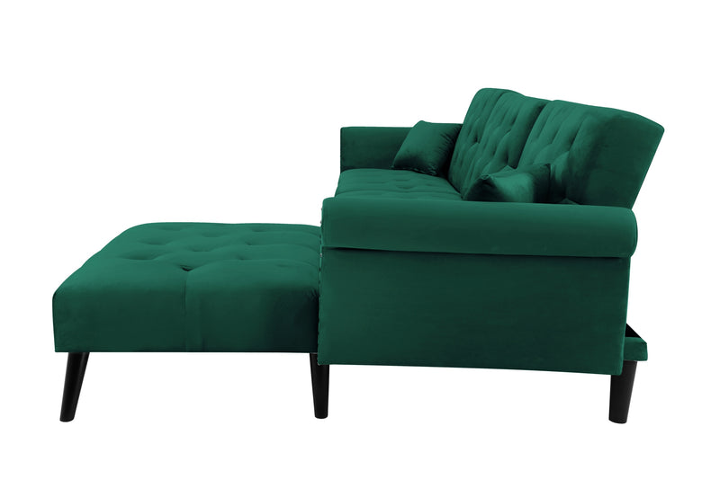 Convertible Sofa bed sleeper Green velvet  (same as W223S01594。Size difference, See Details in page.)