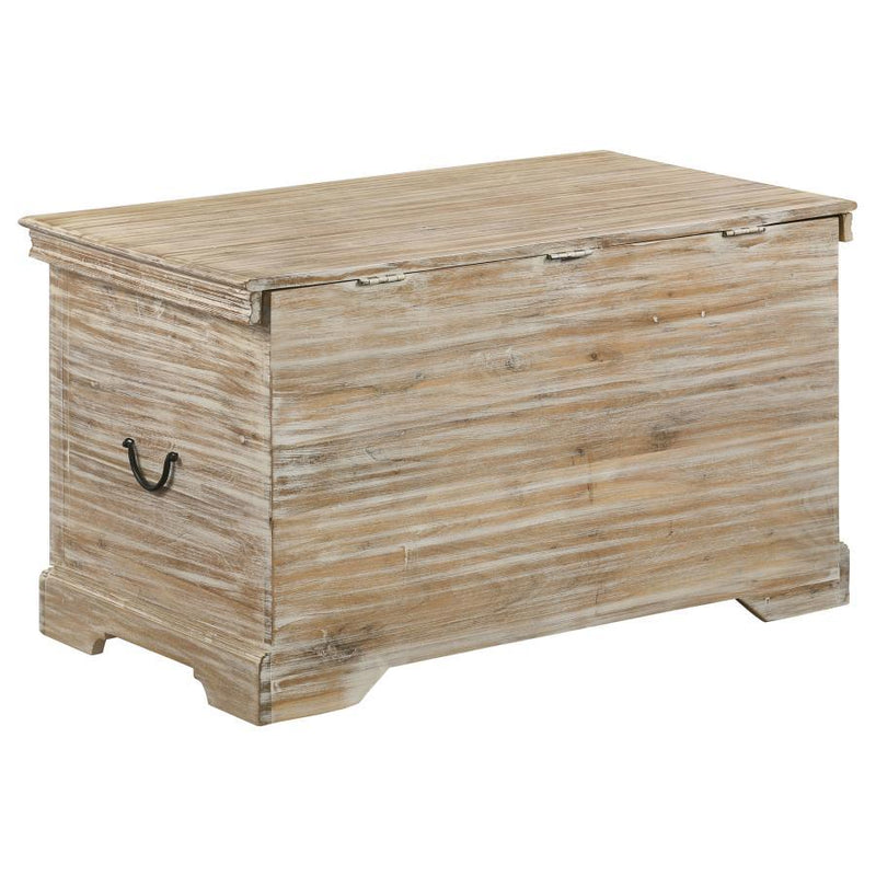 Nilay - Wood Storage Trunk - White Washed And Black