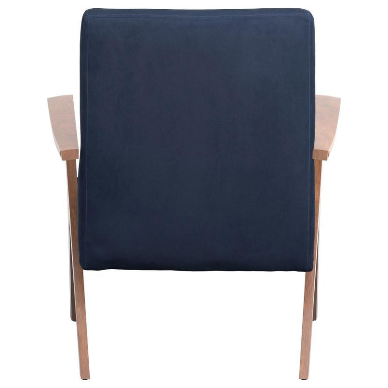 Cheryl - Upholstered Wood Arm Accent Chair - Dark Blue