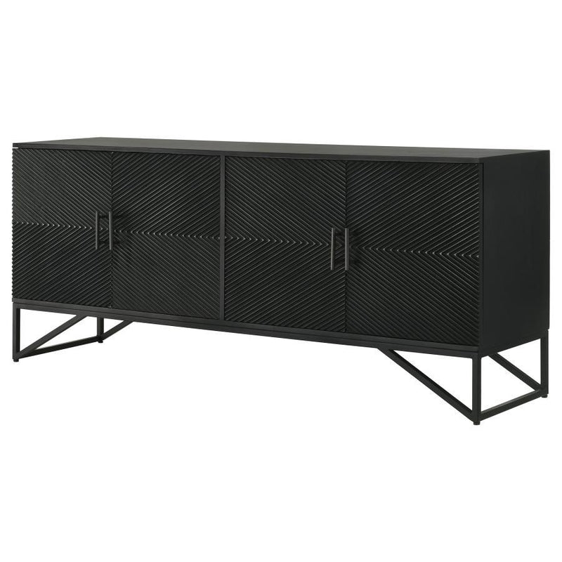 Riddell - 4 Door Wood Reeding Accent Cabinet - Matte Black