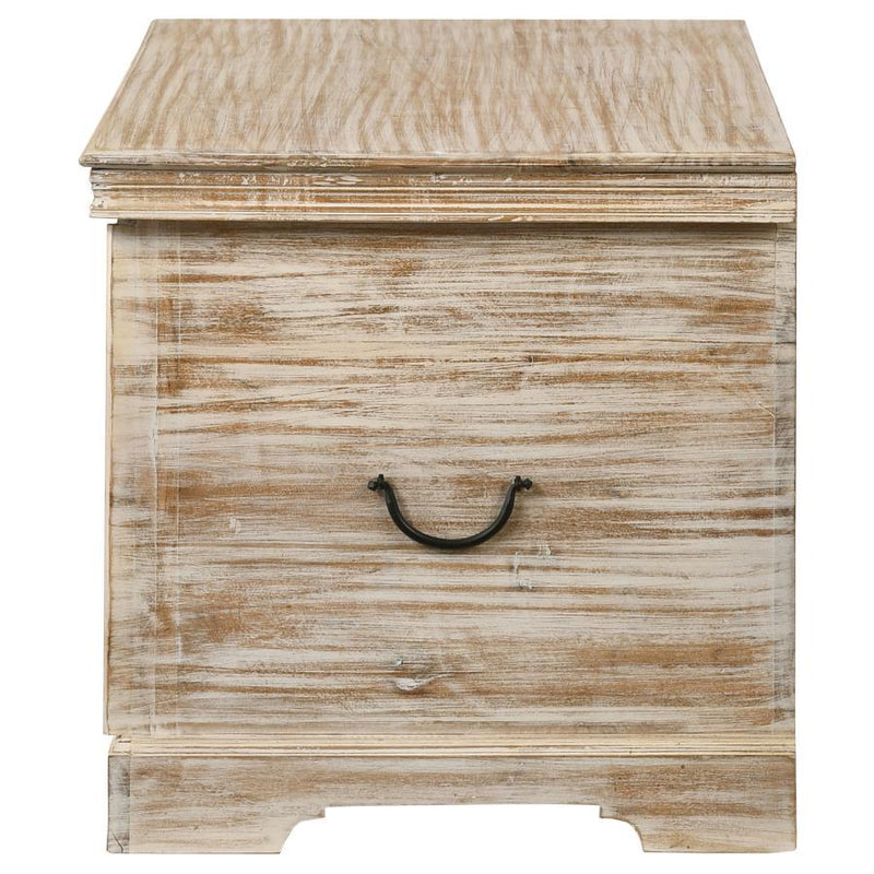 Nilay - Wood Storage Trunk - White Washed And Black