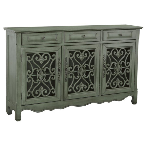 Madeline - 3-Drawer Scrollwork Accent Cabinet - Antique Green - Atlantic Fine Furniture Inc