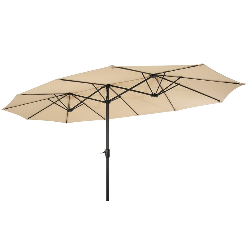 15x9ft Large Double-Sided Rectangular Outdoor Twin Patio Market Umbrella w/Crank-tan - Atlantic Fine Furniture Inc