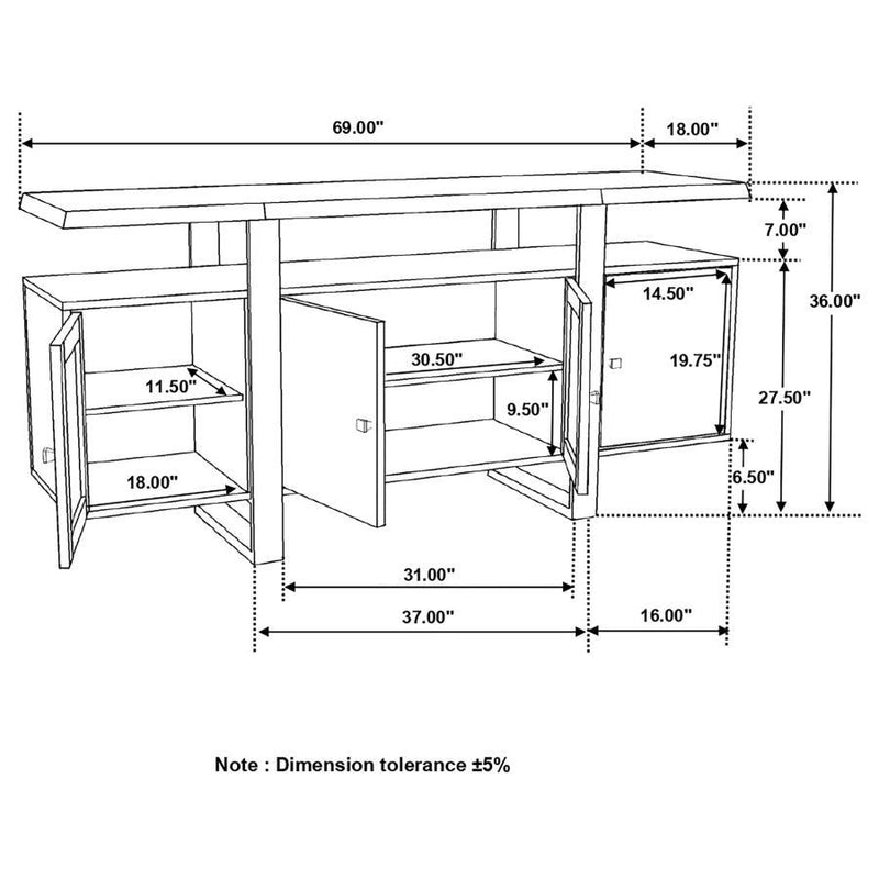 Ditman - 4 Door Solid Wood Sideboard Buffet - Gray Sheesham - Atlantic Fine Furniture Inc