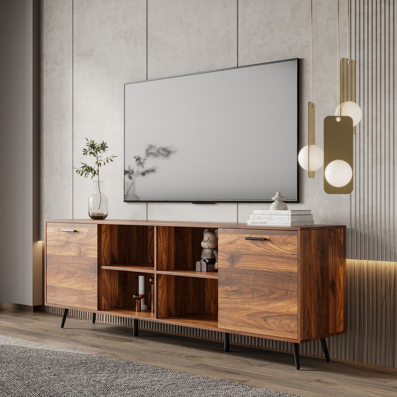 TV Stand Mid-Century Wood Modern Entertainment Center Adjustable Storage Cabinet TV Console for Living Room