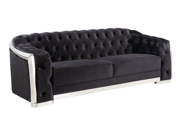 Pyroden - Sofa - Black Velvet & Chrome Finish - Atlantic Fine Furniture Inc