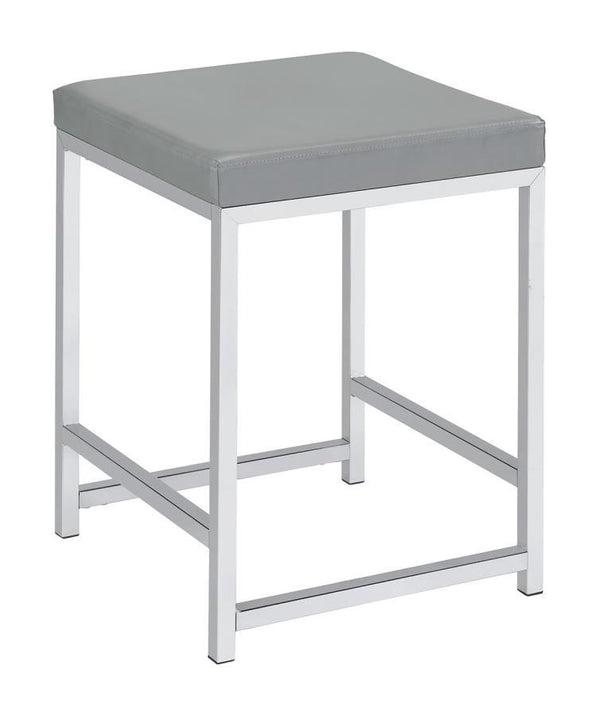 Umbridge - Upholstered Square Padded Cushion Vanity Stool - Light Gray - Atlantic Fine Furniture Inc