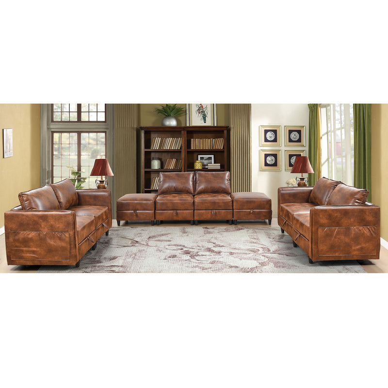 Welike Modular combination sofa L&U type convertible sofa with reversible upholstered storage seat with sleeper sofa brown tech cloth