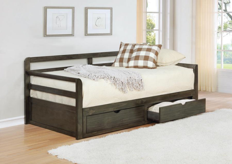 Sorrento - 2-Drawer Twin Long Daybed With Extension Trundle - Gray