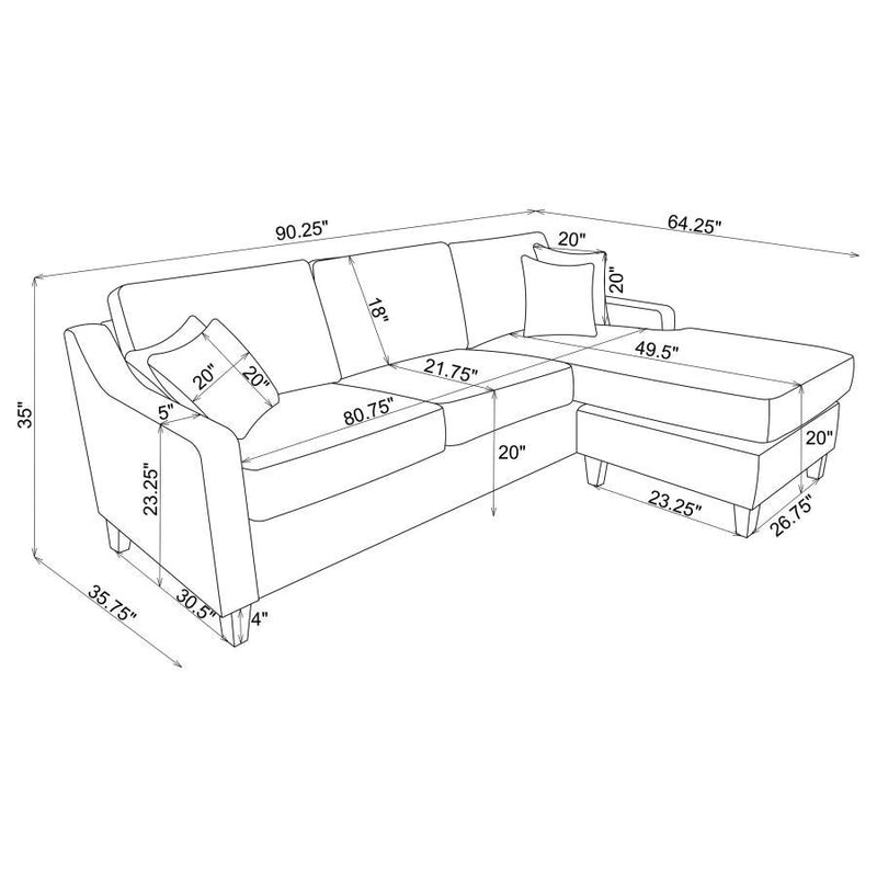 Mcloughlin - Upholstered Sloped Arm Sectional Sofa - Platinum