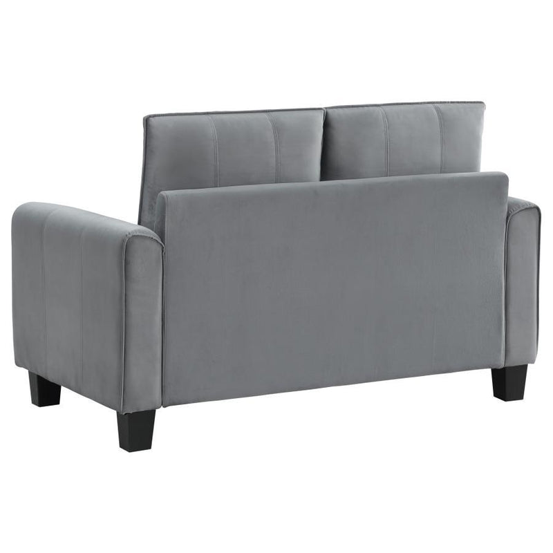 Davis - Upholstered Rolled Arm Loveseat - Gray