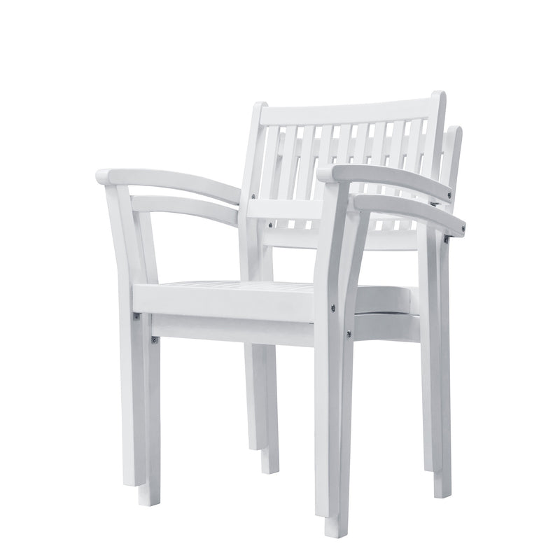 Bradley Outdoor Patio Wood Garden Stacking Armchair (Set of 2)