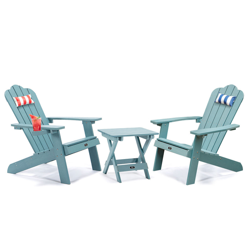 TALE Adirondack Chair Backyard Furniture Painted Seating with Cup Holder All-Weather and Fade-Resistant Plastic Wood for Lawn Outdoor Patio Deck Garden Porch Lawn Furniture Chairs Blue