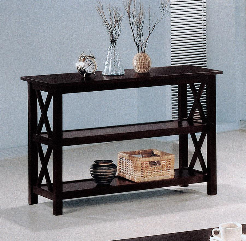 Rachelle - 2-Shelf Wood Entryway Console Table - Deep Merlot - Atlantic Fine Furniture Inc