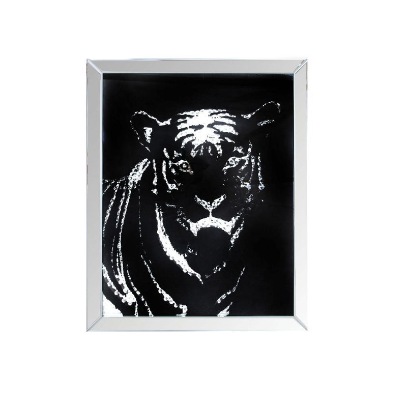 Nevina - Wall Art - Mirrored & Faux Crystal Tiger - Atlantic Fine Furniture Inc