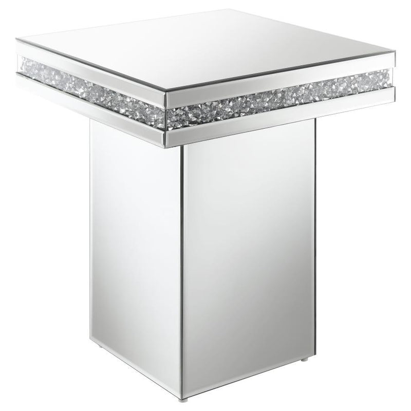 Elora - Square Mirrored Accent Side Table - Silver