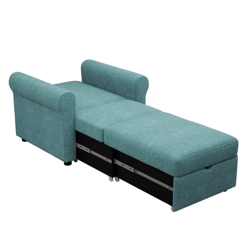 2-in-1 Sofa Bed Chair, Convertible Sleeper Chair Bed,Adjust Backrest Into a Sofa,Single Bed,Modern Chair Bed Sleeper for Adults, Teal - Atlantic Fine Furniture Inc