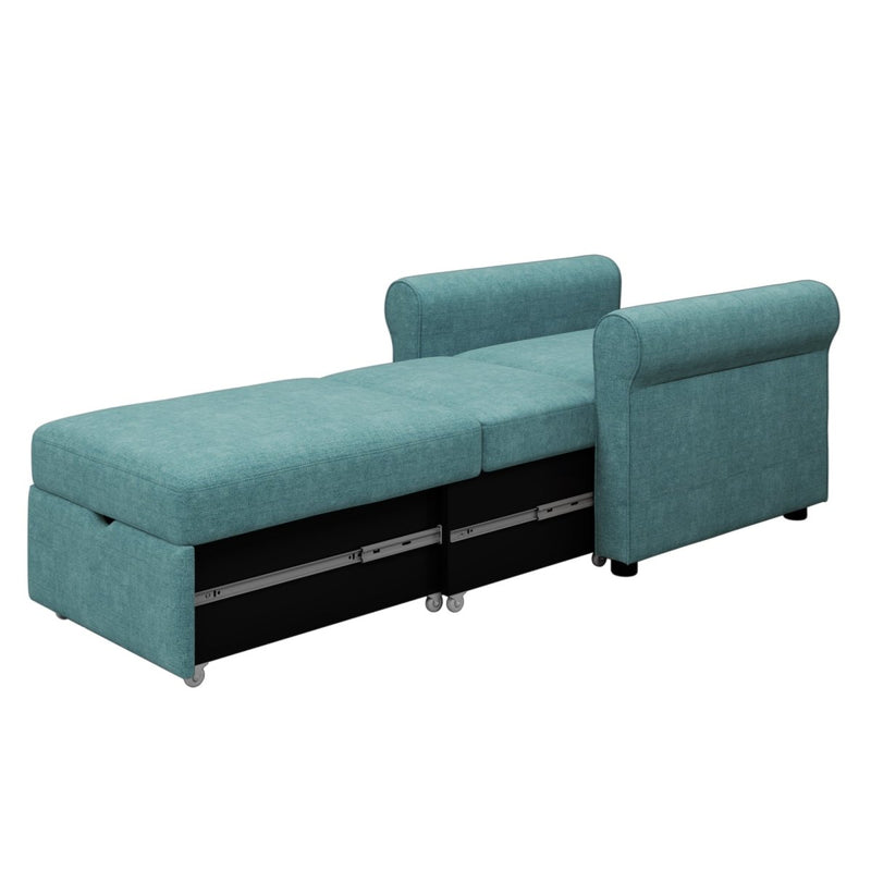 2-in-1 Sofa Bed Chair, Convertible Sleeper Chair Bed,Adjust Backrest Into a Sofa,Single Bed,Modern Chair Bed Sleeper for Adults, Teal - Atlantic Fine Furniture Inc