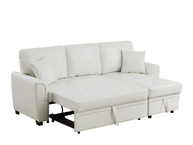 2049 White PU leather upholstered sleeper sofa combination - Atlantic Fine Furniture Inc