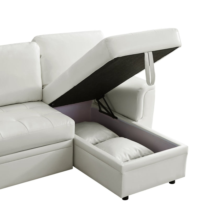 2049 White PU leather upholstered sleeper sofa combination - Atlantic Fine Furniture Inc