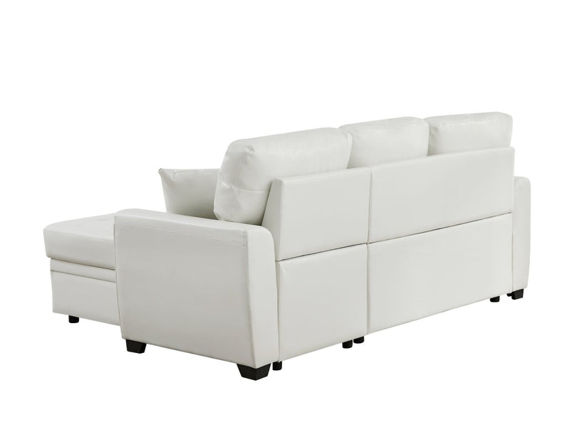 2049 White PU leather upholstered sleeper sofa combination - Atlantic Fine Furniture Inc